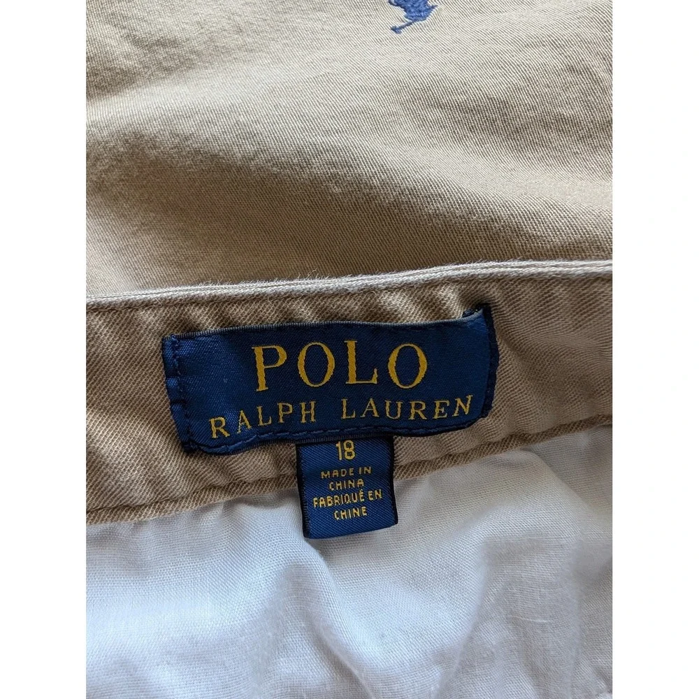 Polo Ralph Lauren Boys Size 18 Khaki Embroidered Pony Chino Shorts Preppy School